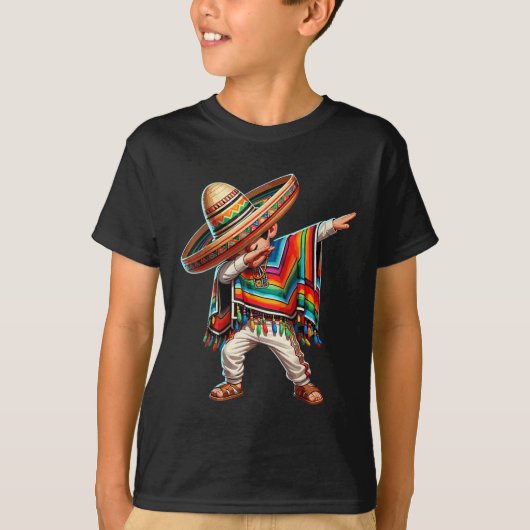 T-shirt Le garçon mexicain Dabbing Poncho Cinco De Mayo (Devant)