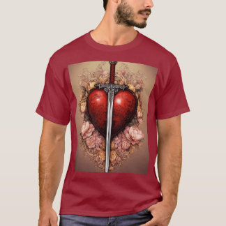 T-shirt Le Gardien du Coeur : épée et coeur Imprimer T-shi