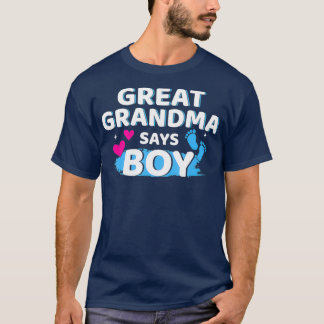 T-shirt Le genre révèle l'arrière grand-mère dit le garçon