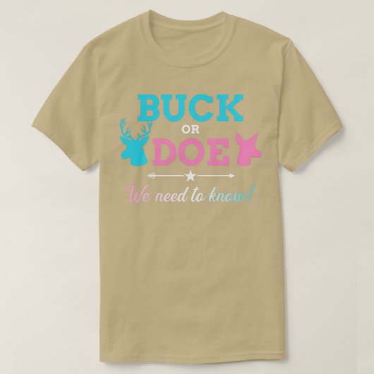 T-shirt Le genre révèle le buck ou devons-nous connaître b (Design devant)