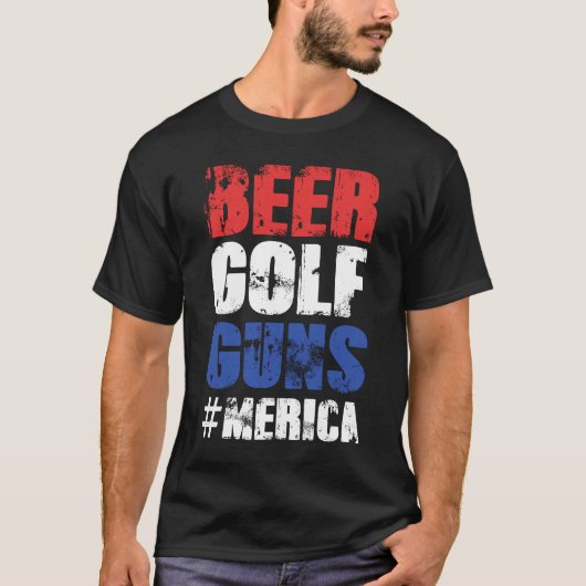 T-shirt Le golf de bière lance le #Merica - 4 juillet (Devant)
