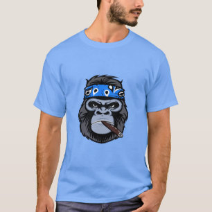 T-shirt Le gorille du vélo fumer le cigare art animal