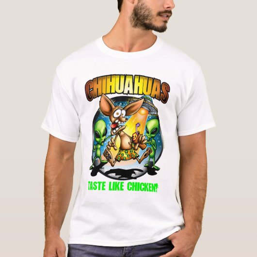 T-shirt Le goût de chiwawas aiment le poulet (foncé) (Devant)