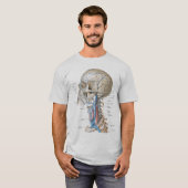T-shirt Le gris d'anatomie de crâne et d'épine a adapté le (Devant entier)