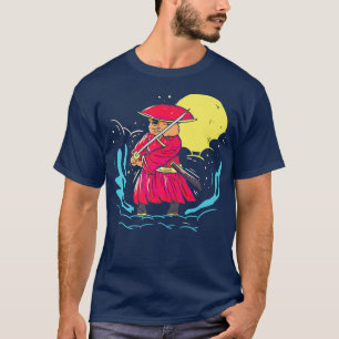 T-shirt Le guerrier du chat de position épée Samurai