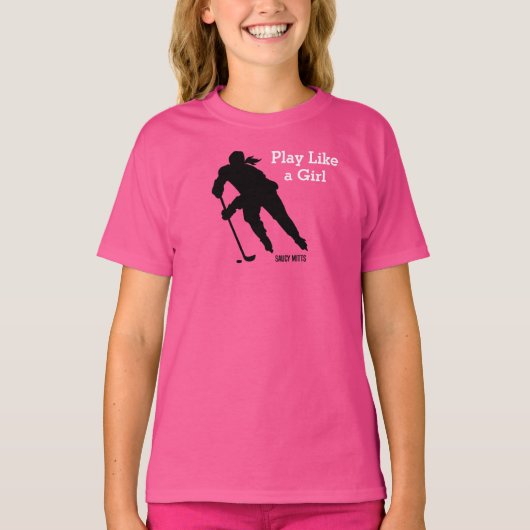 T-shirt Le jeu aiment un rose d'hockey de fille (Devant)