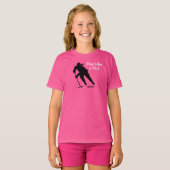 T-shirt Le jeu aiment un rose d'hockey de fille (Devant entier)
