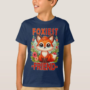 T-shirt Le jeu de mot Foxiest Friend. Caricature du chiot