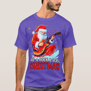 T-shirt Le Joueur De Guitare Du Père Noël A Un Rock Roll C