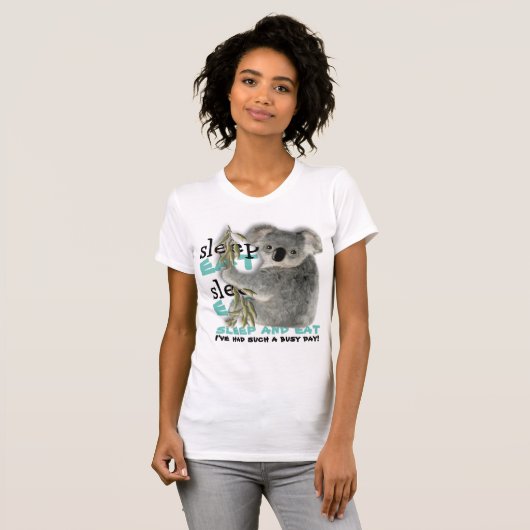 T-shirt Le koala mignon drôle mangent et dorment (Devant entier)