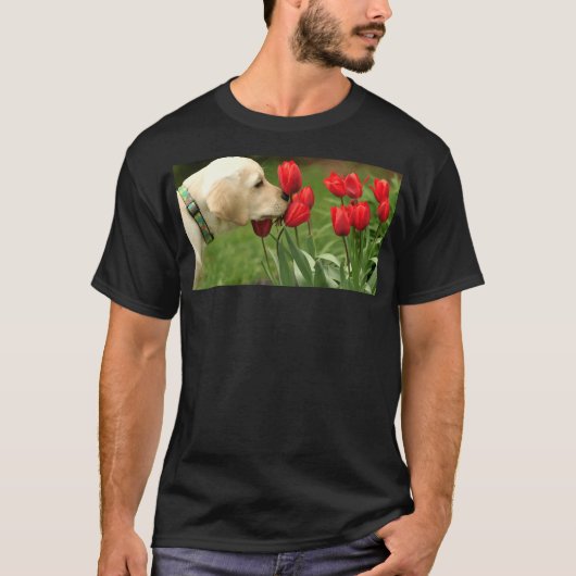 T-shirt Le Labrador jaune prend du temps (Devant)