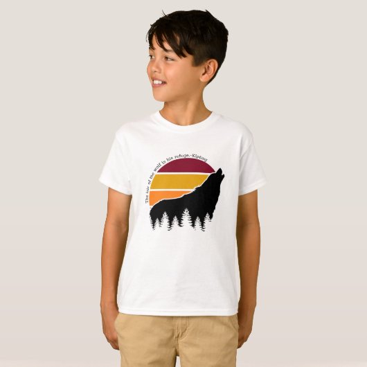 T-shirt Le Lair du Loup est son Refuge Retro Sunset (Devant entier)
