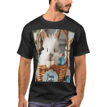 Le lapin de Pâques avec ses oeufs.