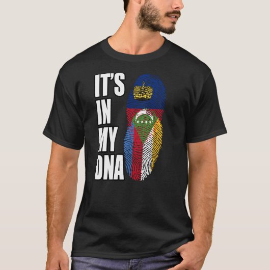 T-shirt Le Liechtenstein Et La Comores Mélangent Le Drapea (Devant)