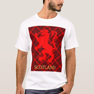 T-shirt Le Lion rouge écossais rampant sur Tartan