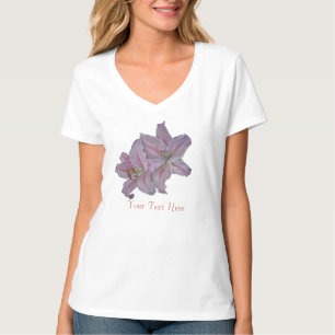 T-shirt Le lis rose fleurit la peinture florale réaliste