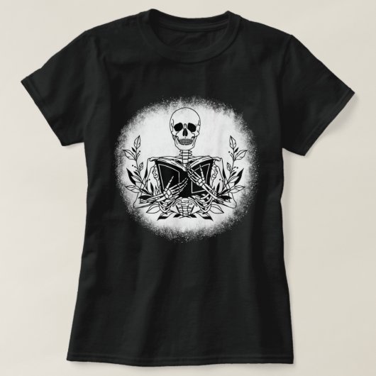 T-shirt Le livre Bookworm Reader Skeleton Reading Book T-S (Design devant)