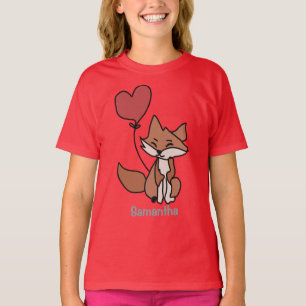 T-shirt Le Lonely Fox et le Heart Balloon   Amour