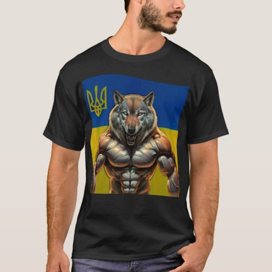 T-shirt Le loup de l'Ukraine, patriotique ukrainien (Devant)