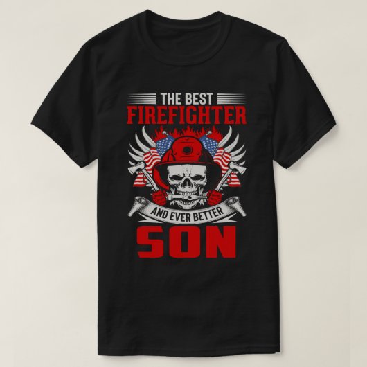 T-shirt Le meilleur pompier et encore meilleur fils (Design devant)