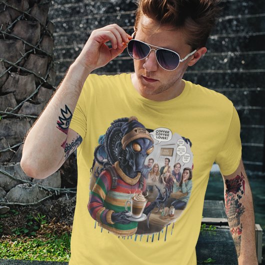 T-shirt Le mignon alien pour les amateurs de café