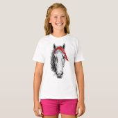 T-shirt Le mignon cheval porte la Bandana rouge occidental (Devant entier)