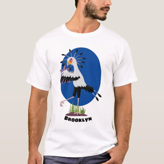 T-shirt Le mignon secrétaire oiseau écrire des notes dessi (Devant)