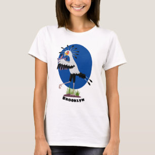T-shirt Le mignon secrétaire oiseau écrire des notes dessi