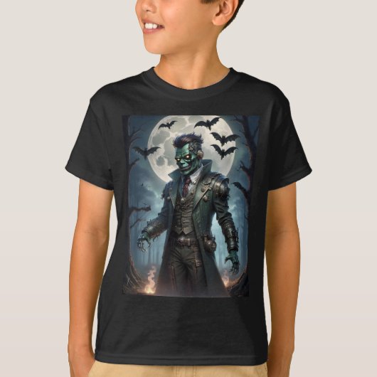 T-shirt Le monstre de Halloween Steampunk Frankenstein (Devant)