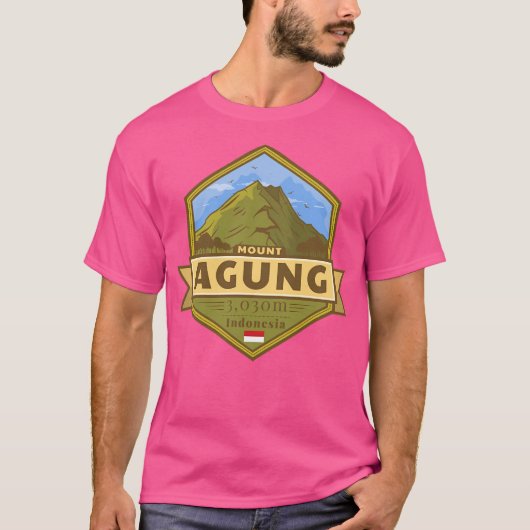 T-shirt Le Mont Agung Bali Indonésie Badge Actif (Devant)