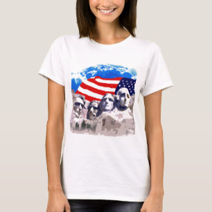 T-shirt Le mont Rushmore avec le drapeau américain
