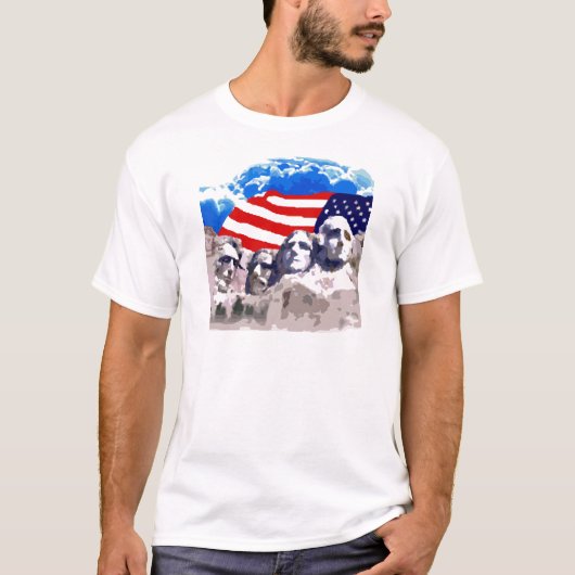 T-shirt Le mont Rushmore avec le drapeau américain (Devant)