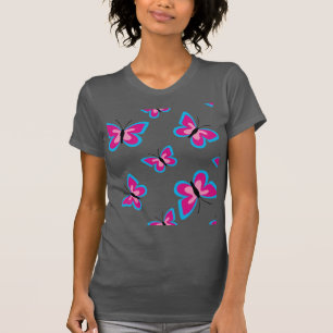 T-shirt Le Motif papillon rose de la frontière bleue