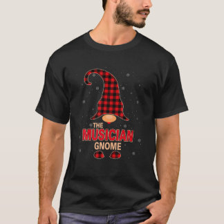 T-shirt Le musicien Gnome Christmas Red Buffalo Plaid Paj