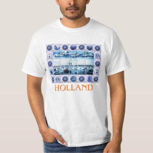 T-shirt Le Néerlandais vintage Delft Delftware bleu couvre