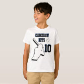 T-shirt Le nom atteint le numéro d'anniversaire de base-ba (Devant entier)