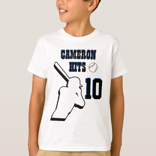 T-shirt Le nom atteint le numéro d'anniversaire de base-ba (Devant)