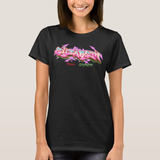 T-shirt Le nom Elizabeth dans les graffitis (Devant)