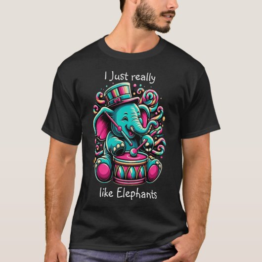 T-shirt Le Pachyderme Musical J'aime vraiment les éléphant (Devant)