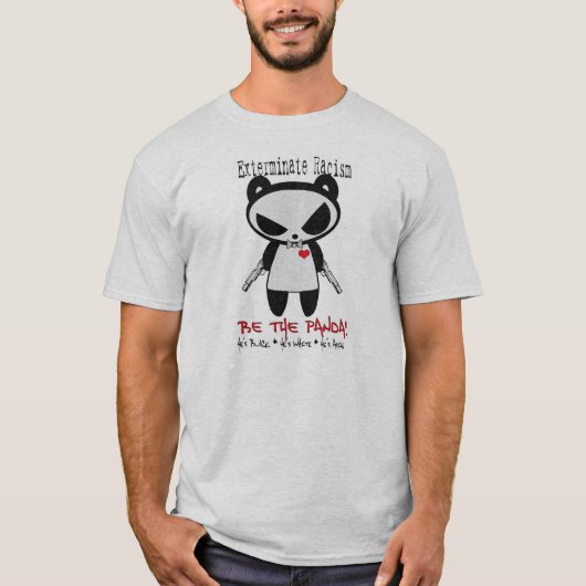 T-shirt Le panda d'homme exterminent le racisme (Devant)