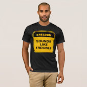 T-shirt Le panneau routier jaune ressemble à un problème p (Devant entier)