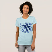 T-shirt Le papillon bleu fleurit pièce en t (Devant entier)