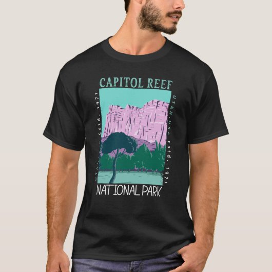 T-shirt Le Parc National Capitol Reef Utah Distress Retro (Devant)