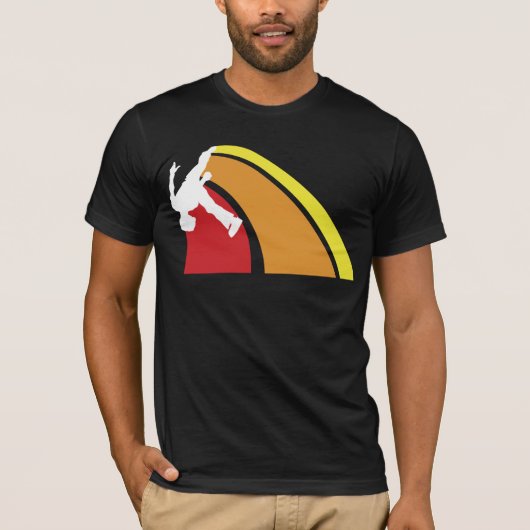 T-shirt le parkour raye des couleurs chaudes (Devant)