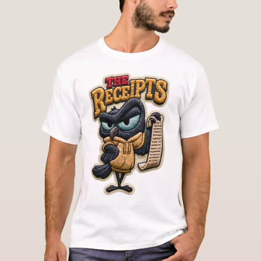 T-shirt Le patch brodé drôle de corbeau « Les Reçus » (Devant)