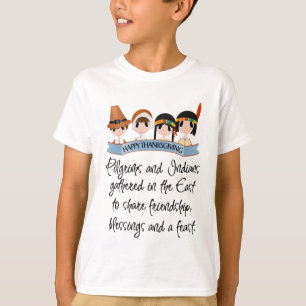 T-shirt Le pèlerin mignon Indiand poen le thanksgiving