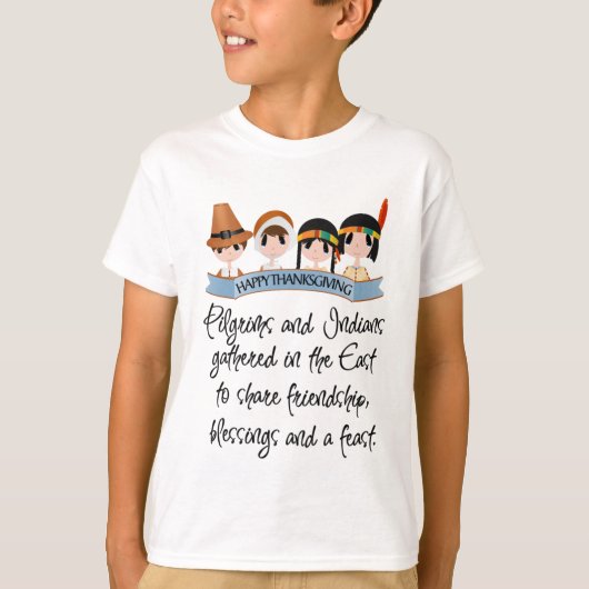 T-shirt Le pèlerin mignon Indiand poen le thanksgiving (Devant)