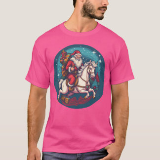 T-shirt Le Père Noël à cheval Coucher de soleil hivernal