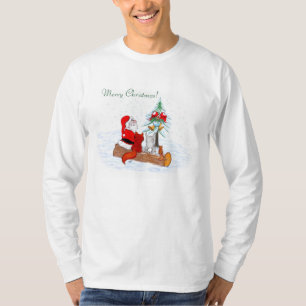 T-shirt Le Père Noël avec le renard de lapin et l'écure