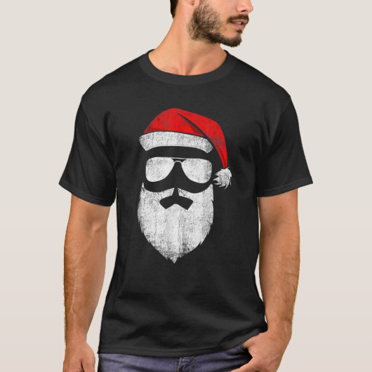 T-shirt Le Père Noël Face Lunettes De Soleil Avec Barbe Ca (Devant)